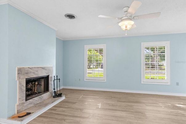Empty room, Fireplace, Interior, Wood Texture Flooring