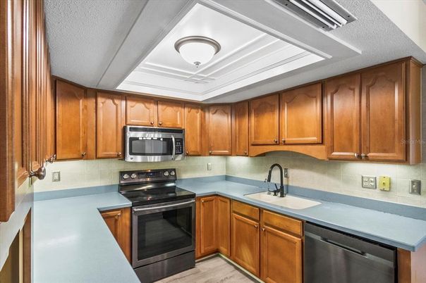 Interior, Kitchen, Stainless Steel Appliances, Wood Texture Flooring