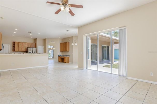 Empty room, Interior, Kitchen, Pendant Lights, Recessed Lighting, Stainless Steel Appliances