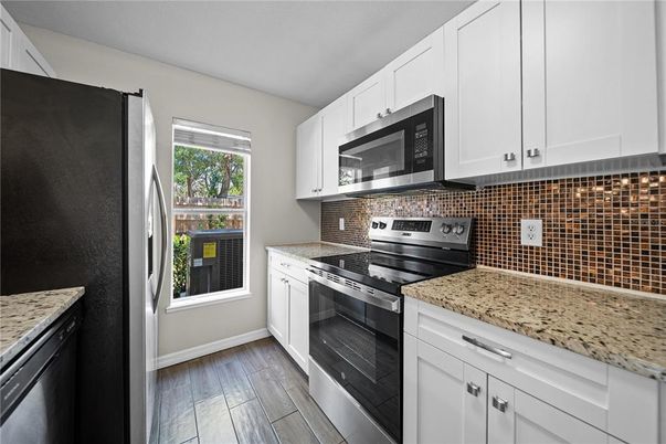 Interior, Kitchen, Stainless Steel Appliances, Wood Texture Flooring