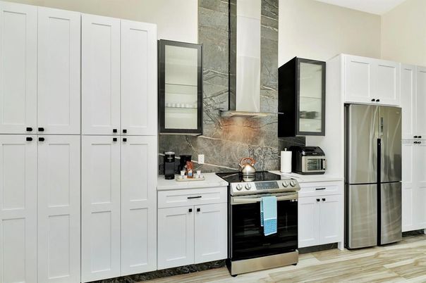 Interior, Kitchen, Stainless Steel Appliances, Wood Texture Flooring