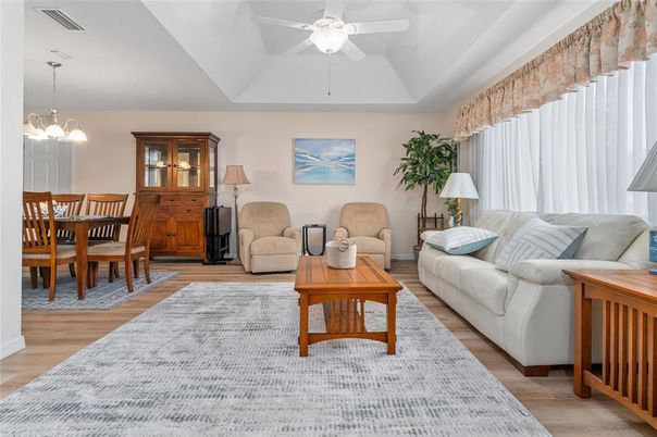 Dining room, Interior, Living room, Pendant Lights, Wood Texture Flooring