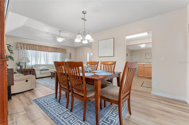 Dining room, Interior, Living room, Pendant Lights, Wood Texture Flooring