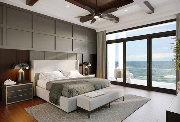 Bedroom, Interior, Recessed Lighting, Water, Wood Texture Flooring