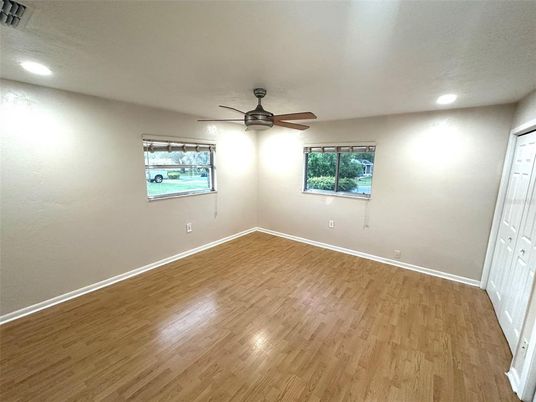 Empty room, Interior, Recessed Lighting, Wood Texture Flooring