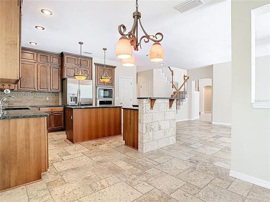 Interior, Kitchen, Pendant Lights, Recessed Lighting, Stainless Steel Appliances