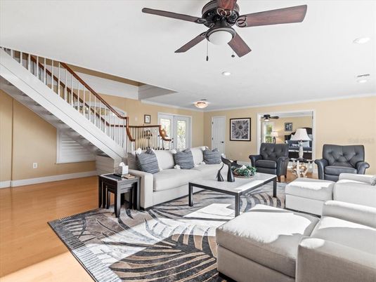 Interior, Living room, Recessed Lighting, Wood Texture Flooring