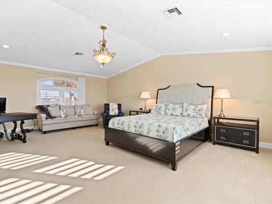 Bedroom, Interior, Pendant Lights, Recessed Lighting
