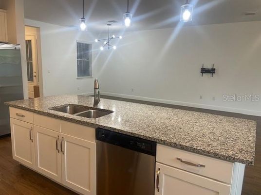 Interior, Kitchen, Pendant Lights, Stainless Steel Appliances, Wood Texture Flooring