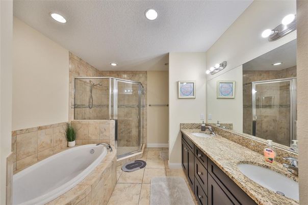 Bathroom, Dual Sink Vanities, Glass Shower, Interior, Recessed Lighting