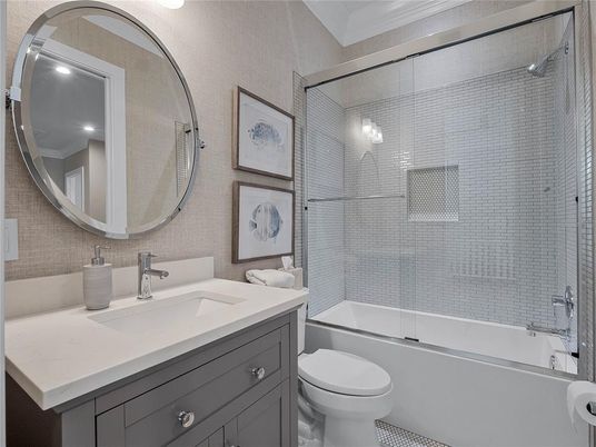 Bathroom, Glass Shower, Interior, Recessed Lighting