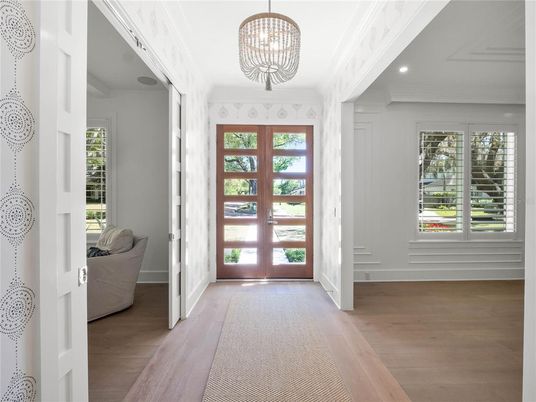 Chandelier, Interior, Recessed Lighting, Wood Texture Flooring