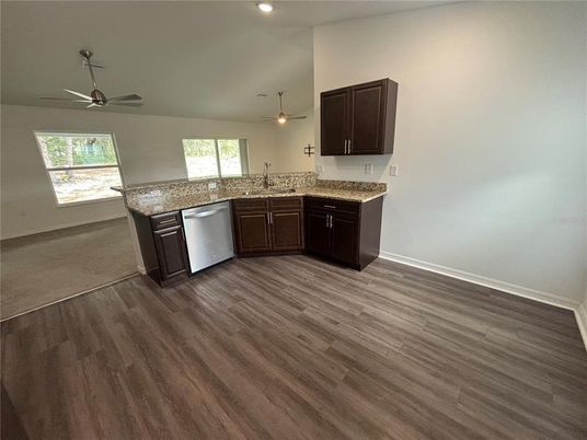 Interior, Kitchen, Recessed Lighting, Wood Texture Flooring