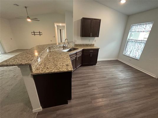 Interior, Kitchen, Recessed Lighting, Wood Texture Flooring