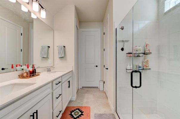 Bathroom, Dual Sink Vanities, Glass Shower, Interior