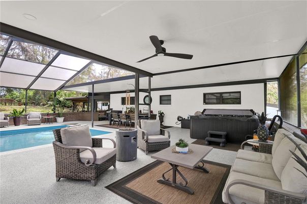 Dining room, Glass Ceilings, Interior, Living room, Pool, Sun Room