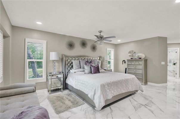 Bedroom, Interior, Marble, Recessed Lighting
