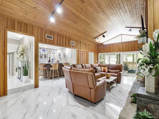 Interior, Living room, Marble, Wooden Ceilings, Wooden Walls