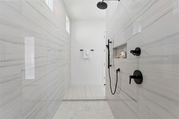 Bathroom, Glass Shower, Interior, Marble, Marble Walls