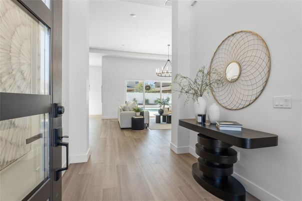Interior, Living room, Pendant Lights, Recessed Lighting, Wood Texture Flooring