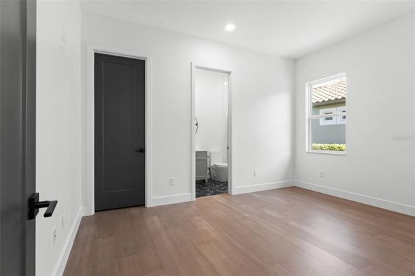 Bathroom, Empty room, Interior, Recessed Lighting, Wood Texture Flooring