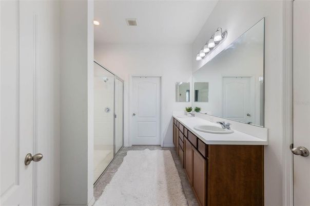 Bathroom, Dual Sink Vanities, Glass Shower, Interior, Recessed Lighting