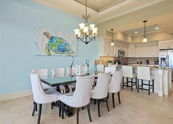 Chandelier, Dining room, Interior, Kitchen, Pendant Lights, Recessed Lighting, Stainless Steel Appliances