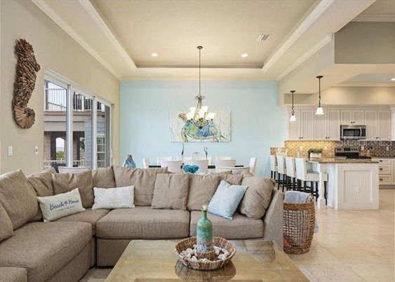 Chandelier, Dining room, Interior, Kitchen, Living room, Pendant Lights, Recessed Lighting, Stainless Steel Appliances
