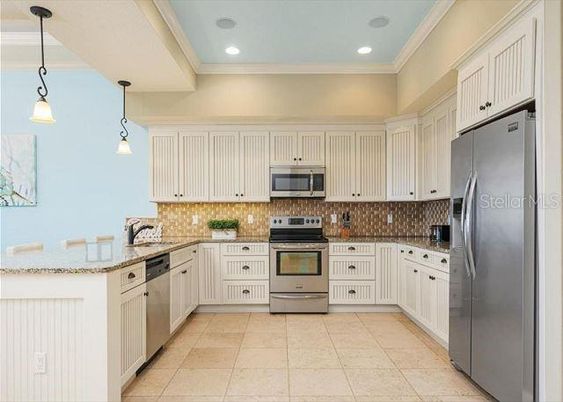 Interior, Kitchen, Pendant Lights, Recessed Lighting, Stainless Steel Appliances