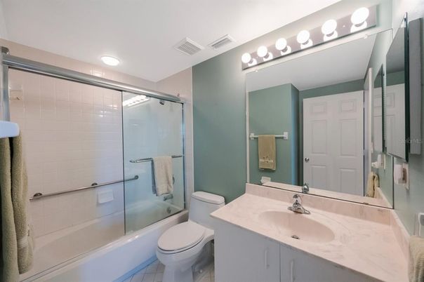 Bathroom, Glass Shower, Interior, Recessed Lighting