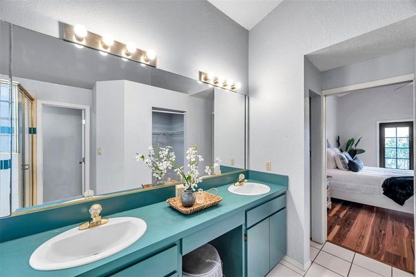 Bathroom, Bedroom, Dual Sink Vanities, Interior, Wood Texture Flooring