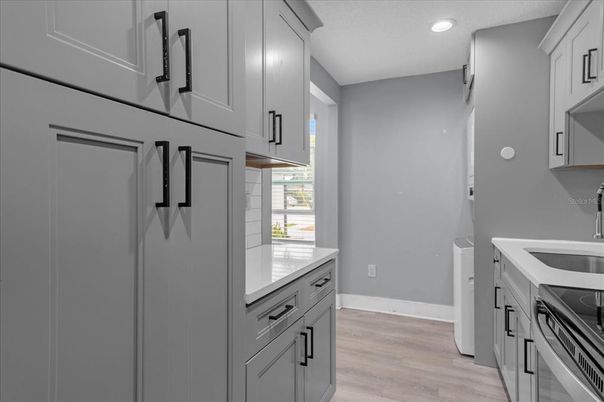 Interior, Kitchen, Recessed Lighting, Wood Texture Flooring