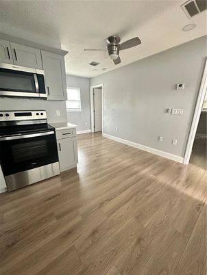 Interior, Kitchen, Stainless Steel Appliances, Wood Texture Flooring