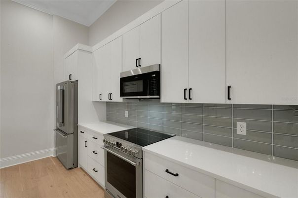 Interior, Kitchen, Stainless Steel Appliances, Wood Texture Flooring