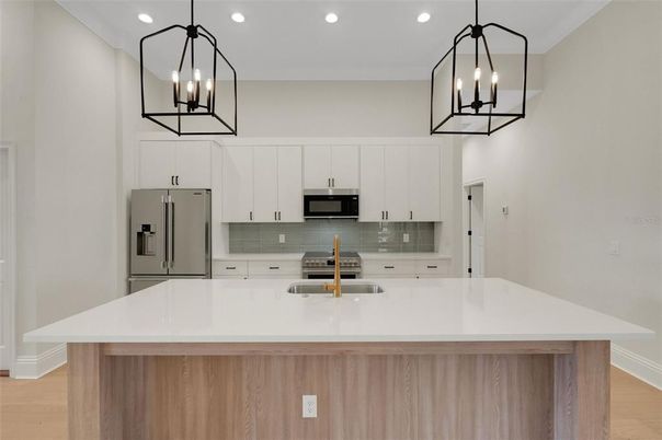 Interior, Kitchen, Pendant Lights, Recessed Lighting, Stainless Steel Appliances