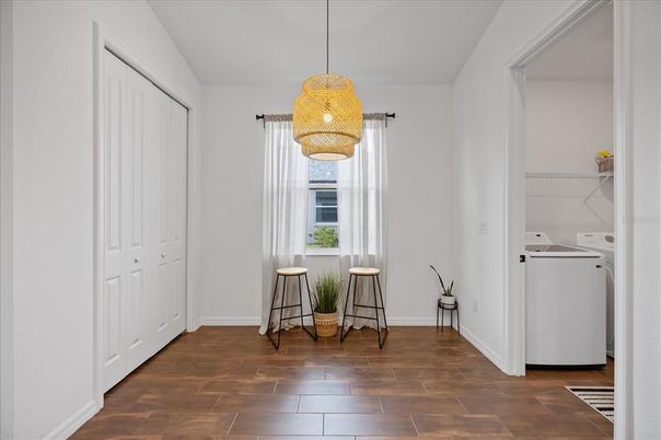 Interior, Pendant Lights, Washer, Wood Texture Flooring