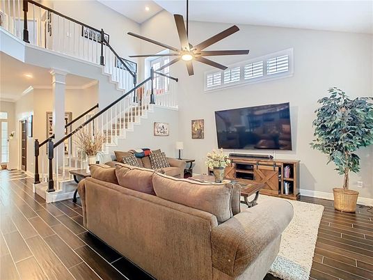 Interior, Living room, Recessed Lighting, Wood Texture Flooring