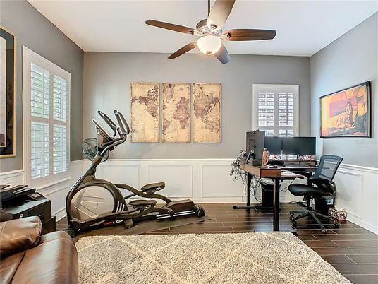 Fitness Equipment, Home Office, Interior, Wood Texture Flooring