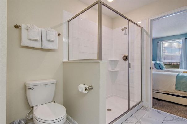 Bathroom, Bedroom, Glass Shower, Interior, Marble, Recessed Lighting