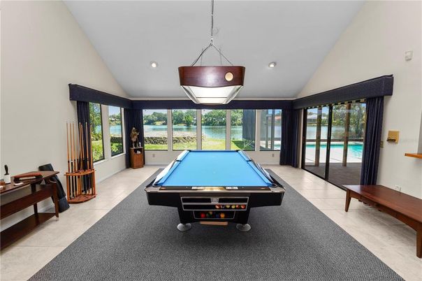 Billiard Table, Game Room, Interior, Pendant Lights, Recessed Lighting