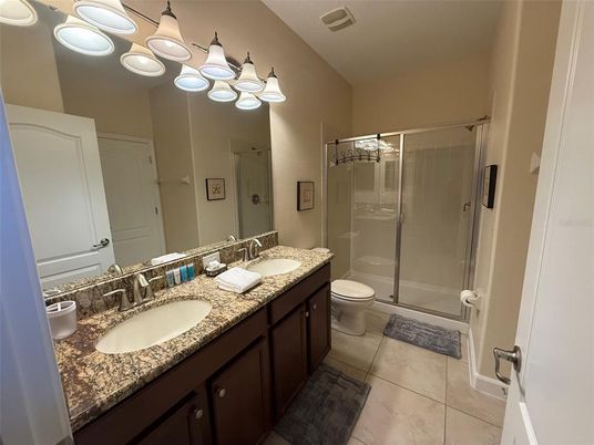 Bathroom, Dual Sink Vanities, Glass Shower, Interior
