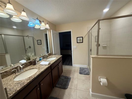 Bathroom, Dual Sink Vanities, Glass Shower, Interior, Recessed Lighting
