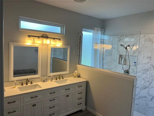 Bathroom, Dual Sink Vanities, Interior, Marble Walls