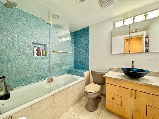 Bathroom, Glass Shower, Interior, Recessed Lighting