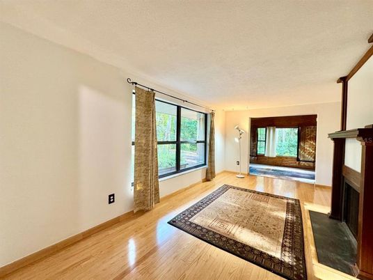 Empty room, Fireplace, Interior, Wood Texture Flooring