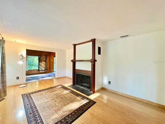 Empty room, Fireplace, Interior, Wood Texture Flooring