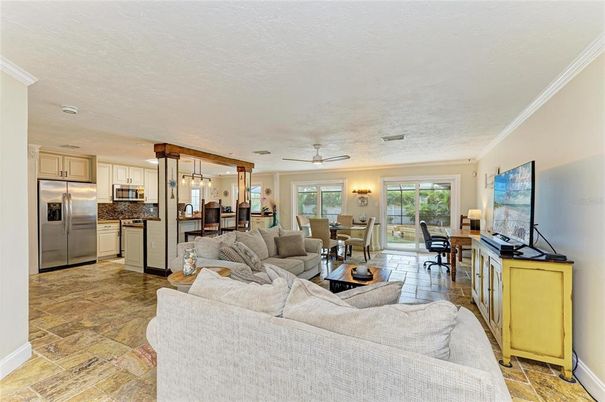Dining room, Interior, Kitchen, Living room, Pendant Lights, Stainless Steel Appliances