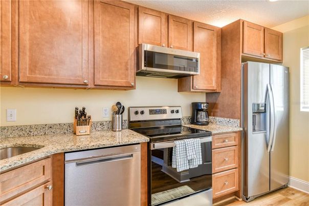 Interior, Kitchen, Stainless Steel Appliances, Wood Texture Flooring