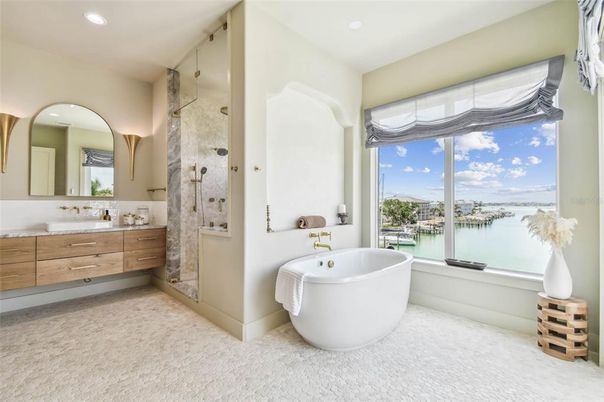Bathroom, Dual Sink Vanities, Free Standing Baths, Interior, Recessed Lighting, Water