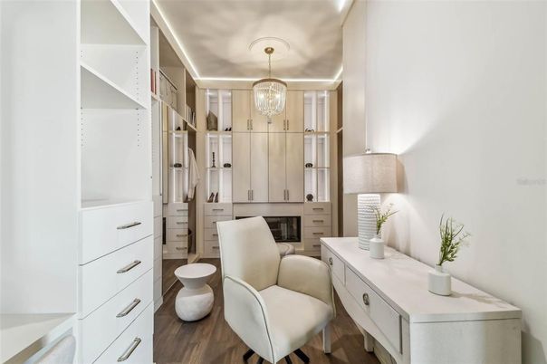 Chandelier, Interior, Walk-in Closets, Wood Texture Flooring